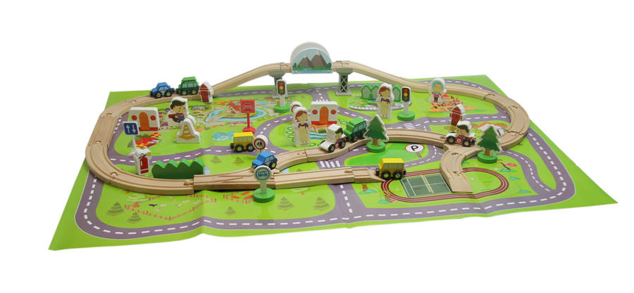 Jeronimo - Wooden Train Set - Multi Bridge - 80pcs