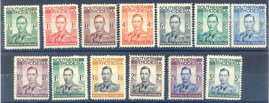 SOUTHERN RHODESIA *** SG 40-52  *** CV  = R1760 *** MM *** 5S has black mark on reverse