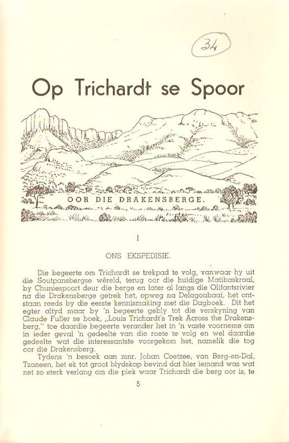 op trichardt se spoor oor die Drakensberge
