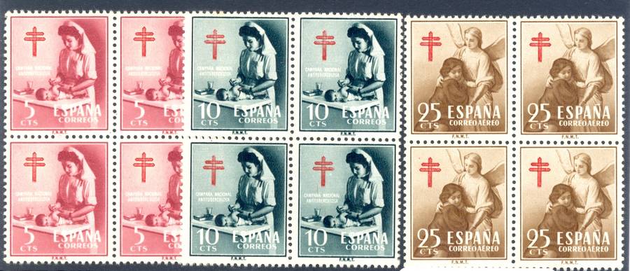 SPAIN *** SG 1184-1186 *** CV  = R908 *** UMM/MM *** Nice blocks of 4