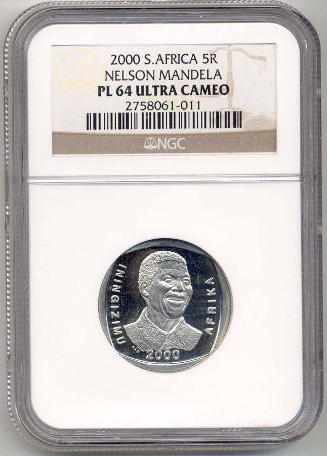 2000 *** R5 *** PL64 UC *** OLD Mandela "Smiley" Proof-like coin