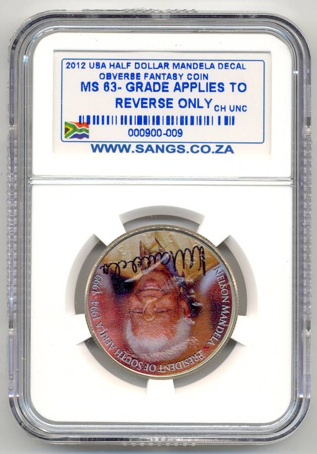 2012 *** USA Half Dollar *** MS63 *** 3 x Mandela Decal - Obverse Fantasy coin - bid per coin