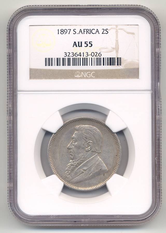 1897 *** 2S *** AU55 *** Invest in ZAR's; a bargain!