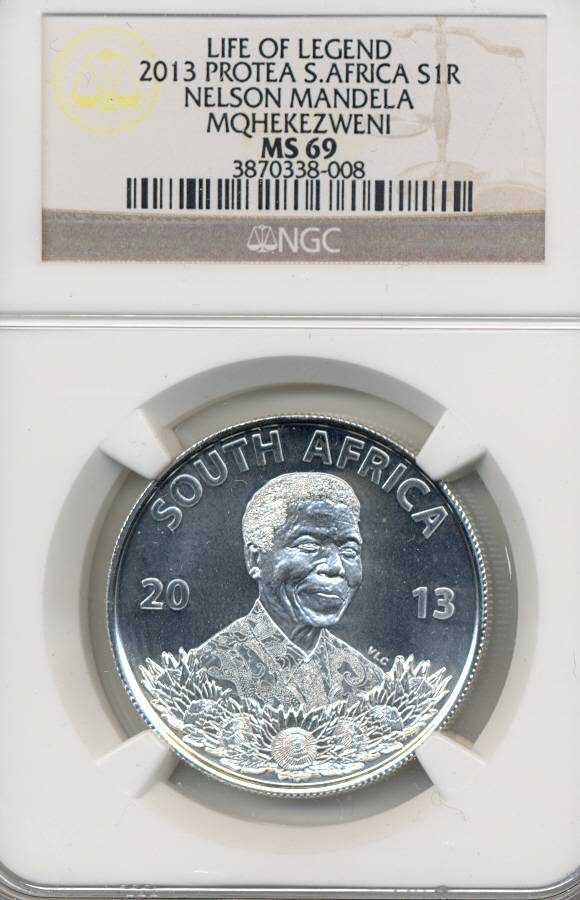 2013 *** Mandela Silver R1 *** MS69 *** "Mqhekezweni" *** Best price for such a high grade