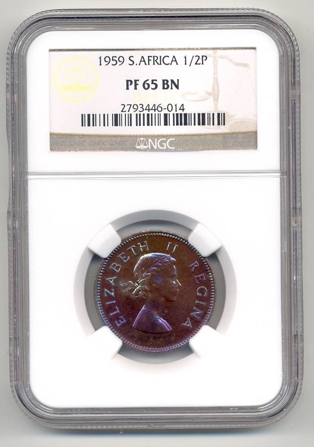 1959 *** 1/2P *** PF65BN *** 2nd highest - only 2 better; only 9 graded in total