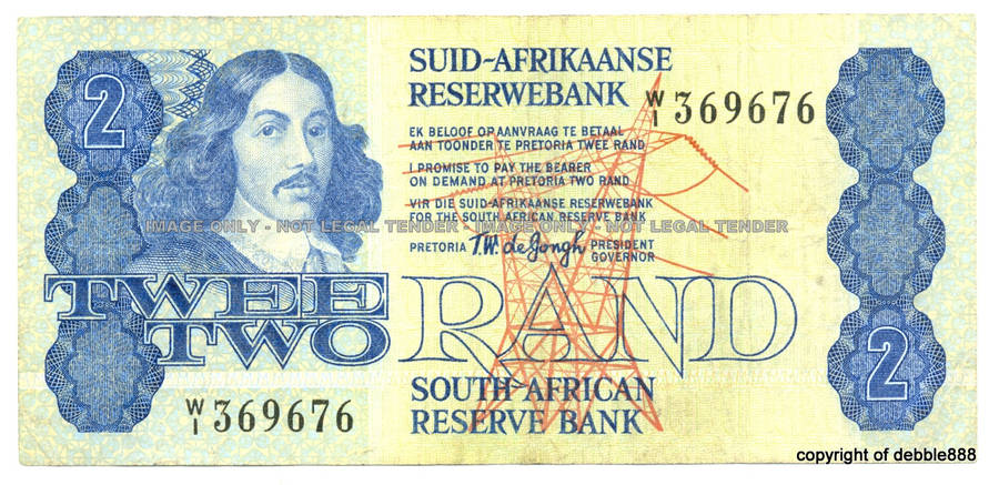 1978 *** TW DE JONGH - TWO RAND *** 4th Issue *** REPLACEMENT NOTE (W1) *** F