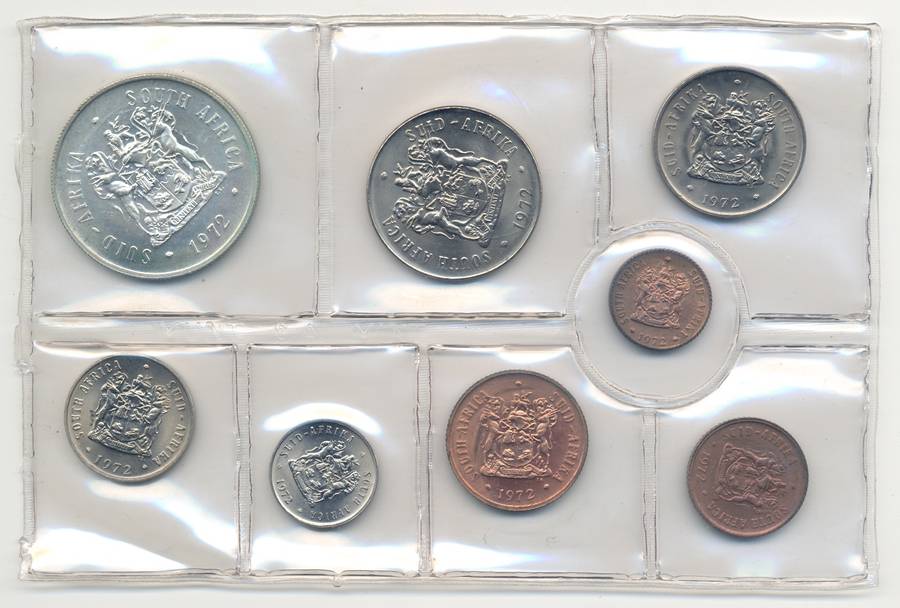 1972 MINT PACK set (SILVER R1 to 1/2c) - as issued by the SA Mint
