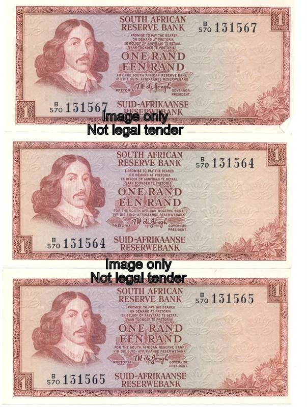 R1 third issue *** TW de Jongh; 3 notes, one has a corner fold; Bid/note to take the lot, R1 start