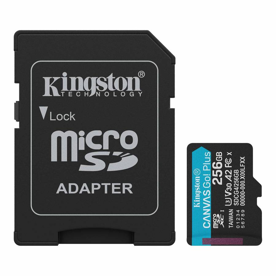 KINGSTON 256GB MICROSDXC CANVAS GO PLUS GEN4 200MB/S A2 U3 V30 CARD + ADAPTER