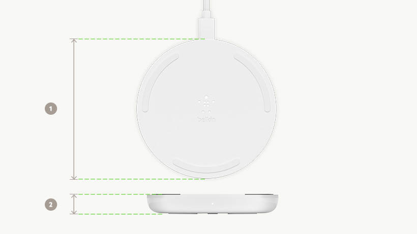 BOOSTâ'CHARGE Wireless Charging Pad dimensions diagram