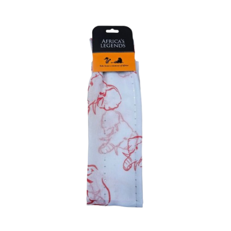 Scarf Elephant Red Silver South Africa Flag