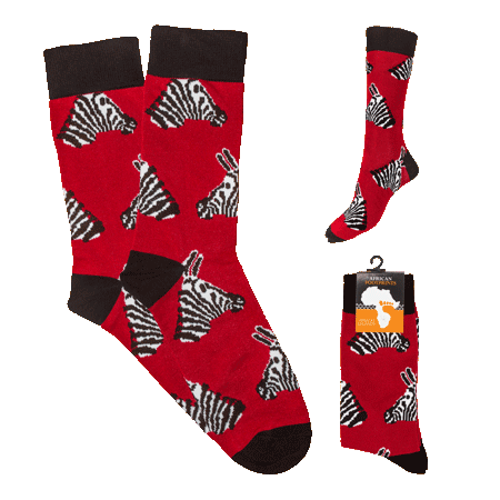 Sock Zebra Head Red South Africa Flag