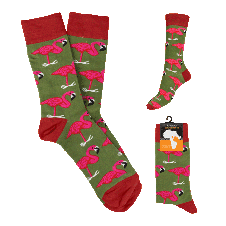 Sock Flamingo Olive South Africa Flag