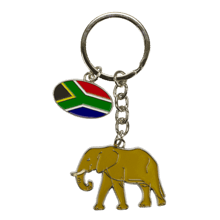 Key Ring Elephant Flag One Charm Brown South Africa Flag