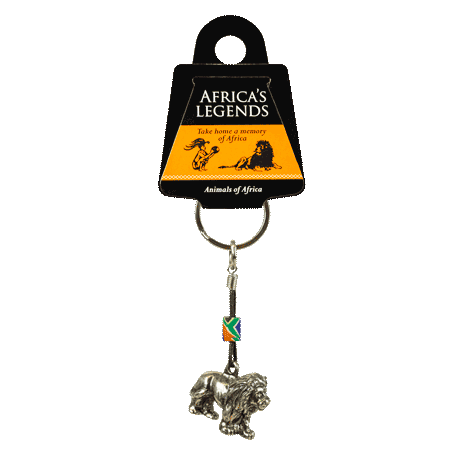 Key Ring Lion Fimo South Africa Flag Silver