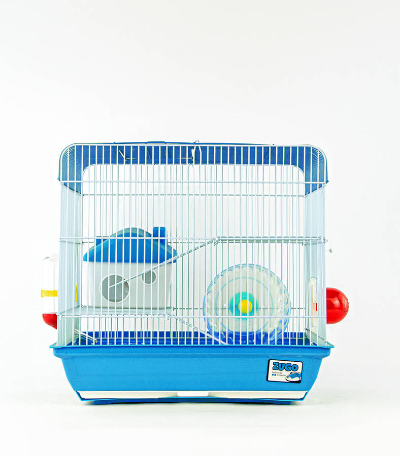 Small Animal Cage 4  37x28x35cm  Blue | Zugo | Multi-Level Blue Cage with Accessories for S...