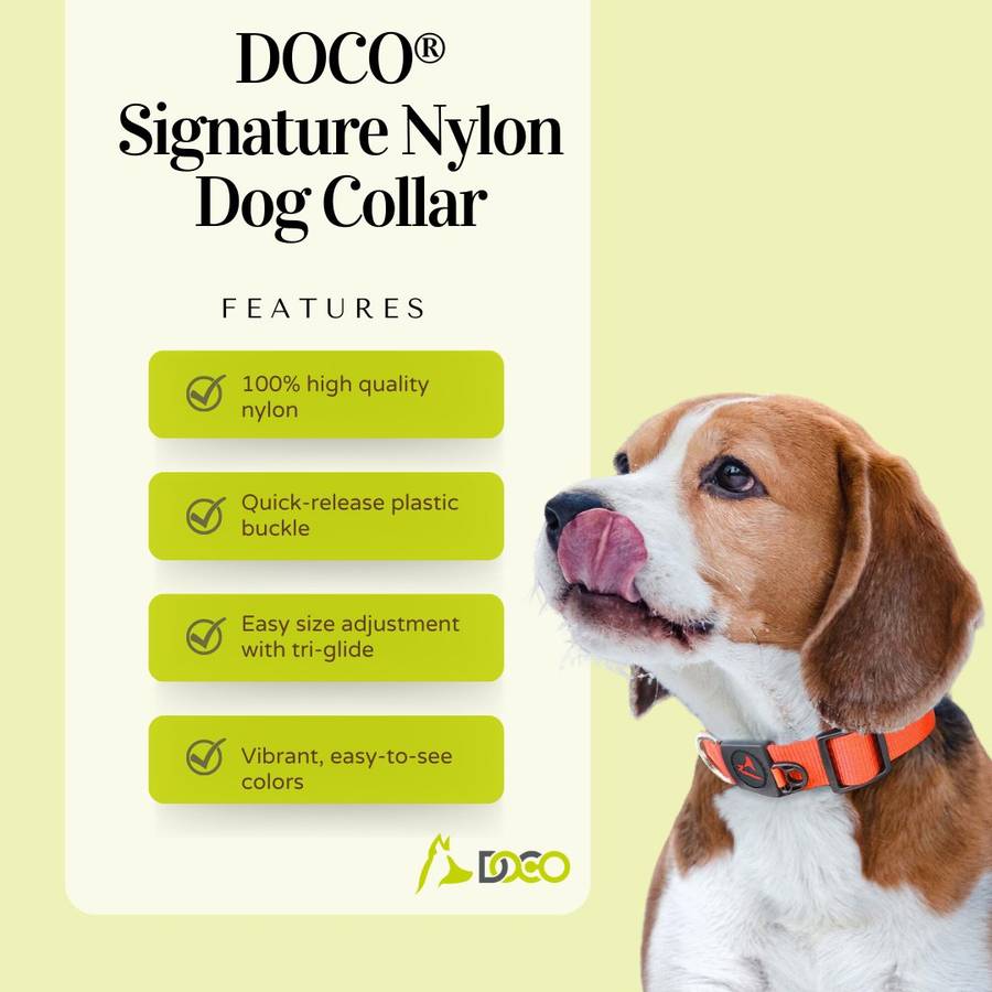 Doco Signature Nylon Dog Collar  L  Black | Doco | Heavy-Duty Adjustable Collar for Large Dogs