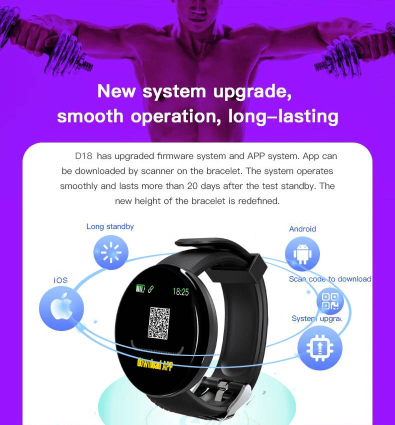 D19 SMART BRACELET AND HEART RATE MONITOR