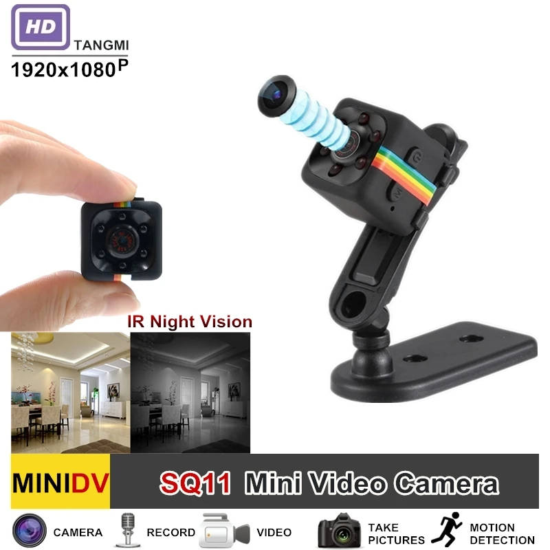 SQ11 Mini DV HD 1080P 2MP Sport Recorder Camera with Holder, Support Monitor Detection & IR Night V