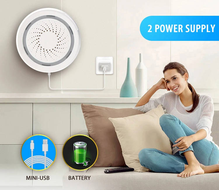 Smart Life APP Wifi Controlled 100dB Siren Alarm Sensor System Supports Echo Show and Google Home