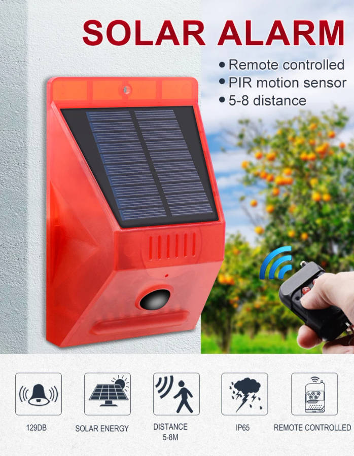 IP65 Waterproof Solar Power Home Security Wireless PIR Motion Sensor Solar Intruder alarm