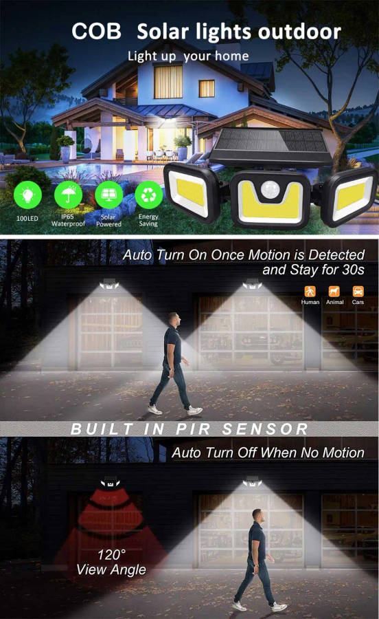 90W Solar Lights Motion Sensor Wall Light