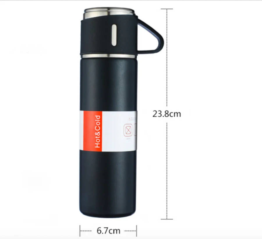 500ml Vacuum Flask Stainless with 2 Cups
