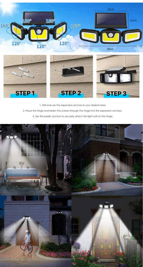 90W Solar Lights Motion Sensor Wall Light