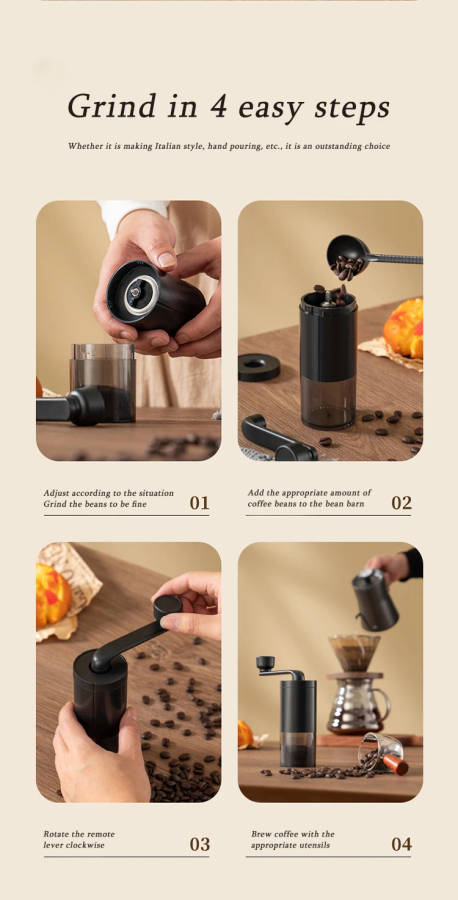Portable Grinding Smooth Machine Easy Clean Manual Handheld Coffee Grinder for Home Office