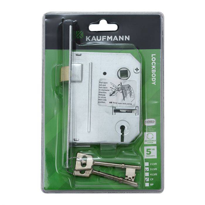 Kaufmann Lockbody 3 Lever SABS Chrome Plated