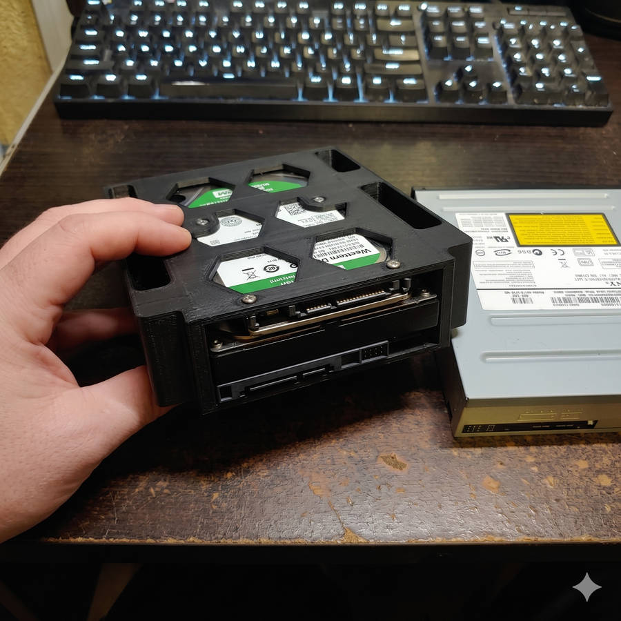 5.25" Bay Adapter for 3.5" and 2.5" HDD (Black)