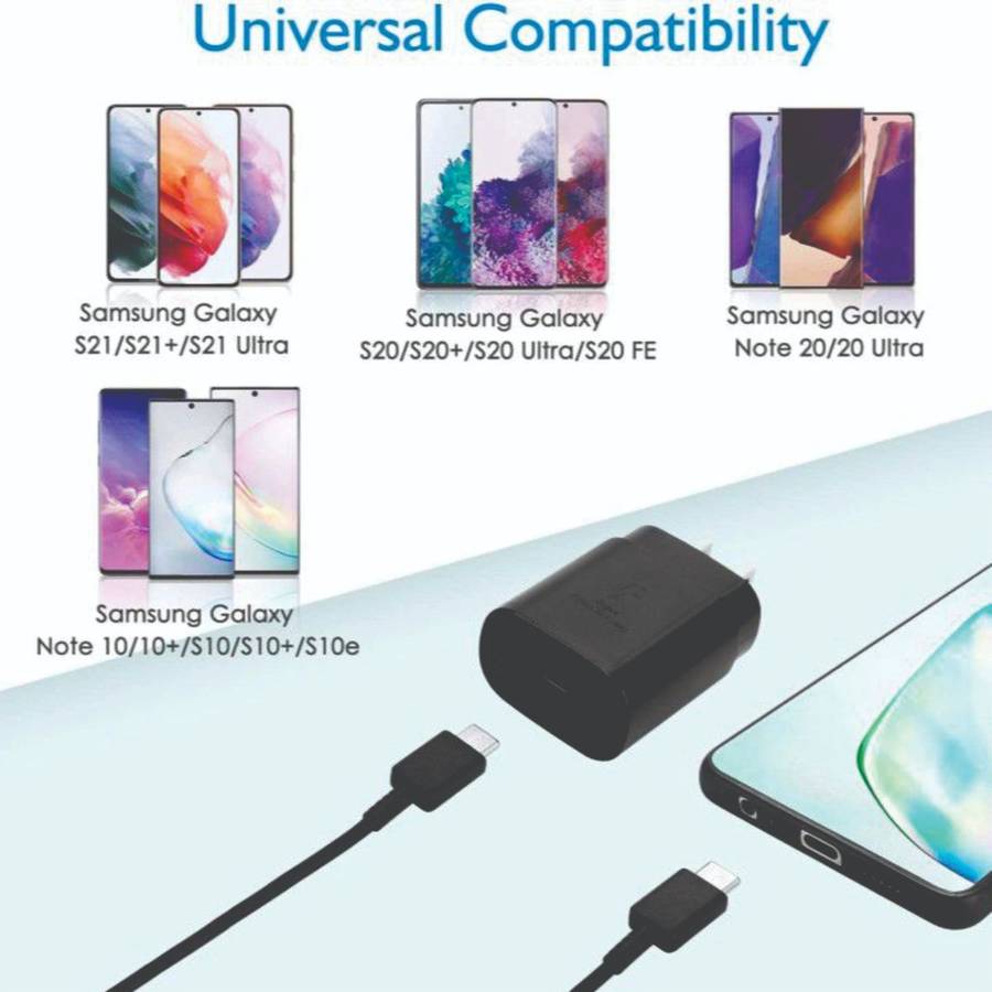 Super Fast 45W Charging Wall Charger & Type C to Type C Cable - Black