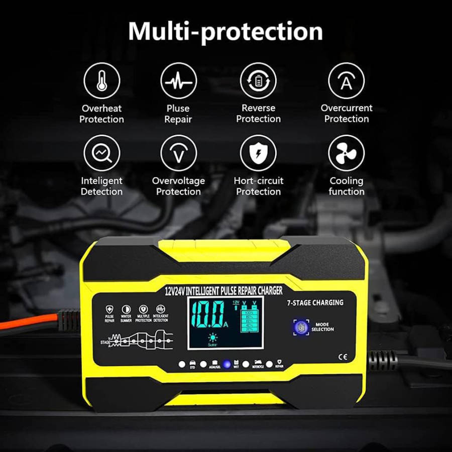 7 Stage Charging 12V 10A - 24V 5A Intelligent Car Battery Charger Q-DP1210