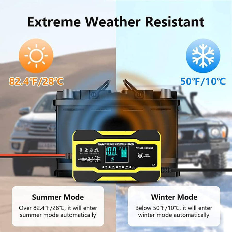 7 Stage Charging 12V 10A - 24V 5A Intelligent Car Battery Charger Q-DP1210