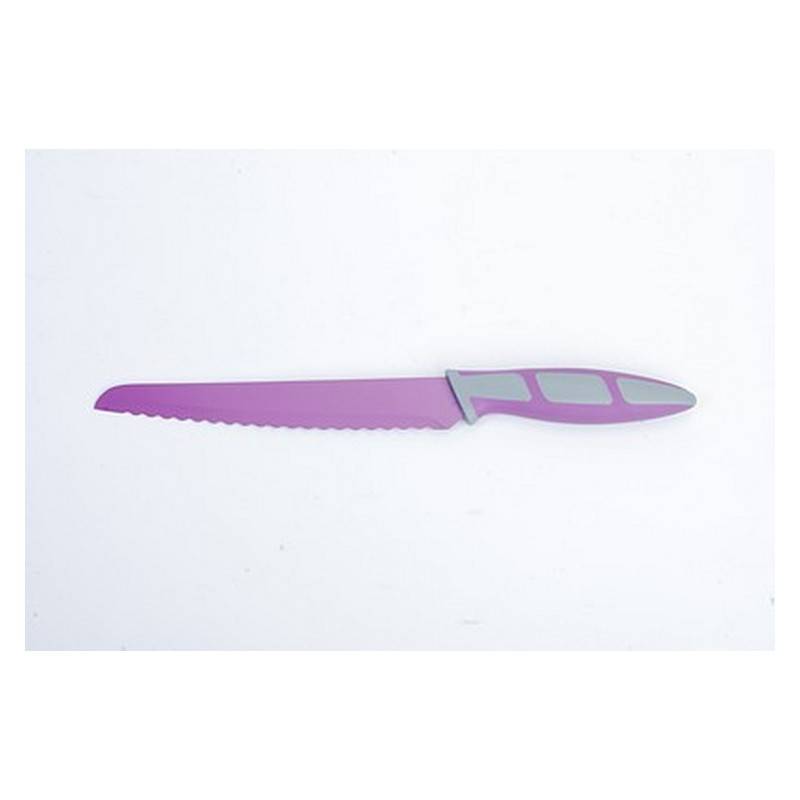 8' PURPLE BREAD KNIFE NON-STICK STAINLESS STEEL BLADE ERGO HANDLE