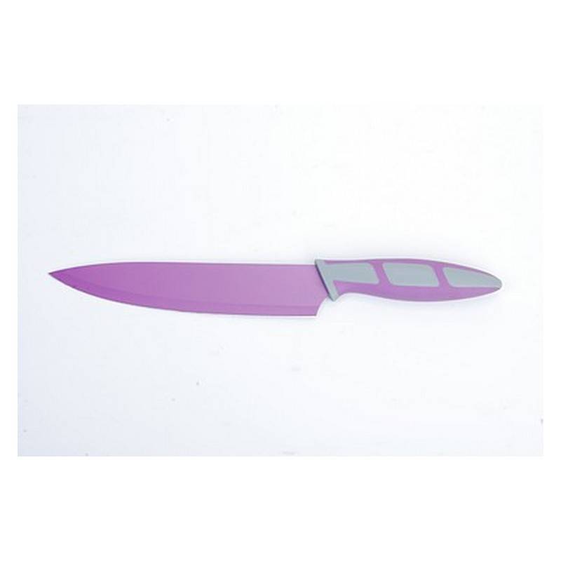 8' PURPLE CHEF KNIFE NON-STICK STAINLESS STEEL BLADE ERGO HANDLE