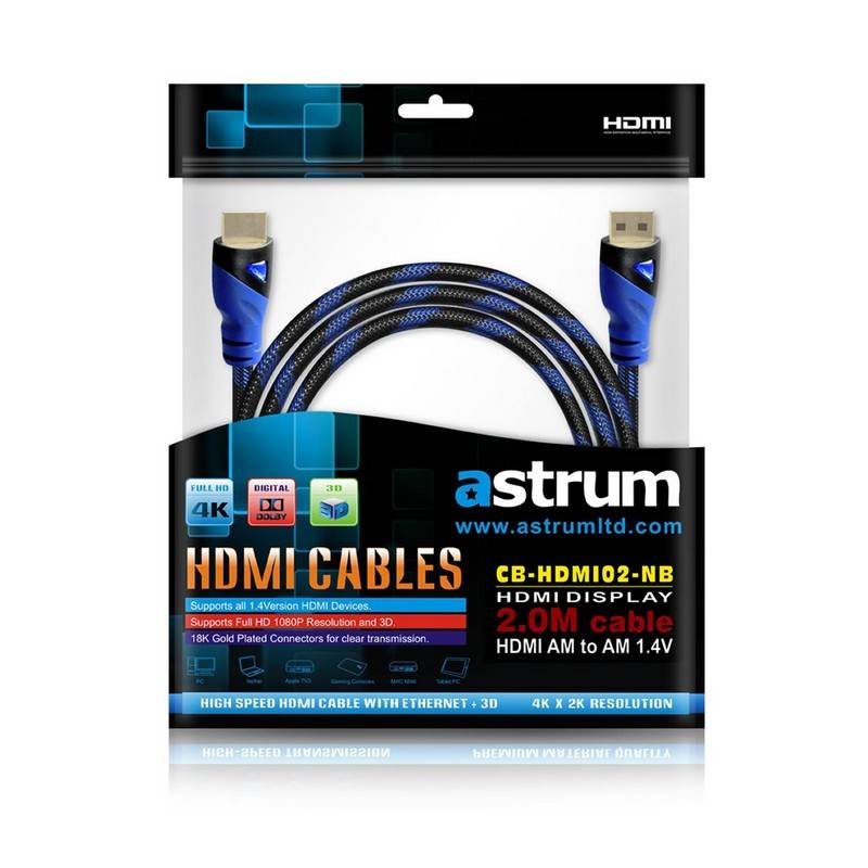 ASTRUM HDMI CABLE 2.0M M-M 1.4V ETH BRAIDED