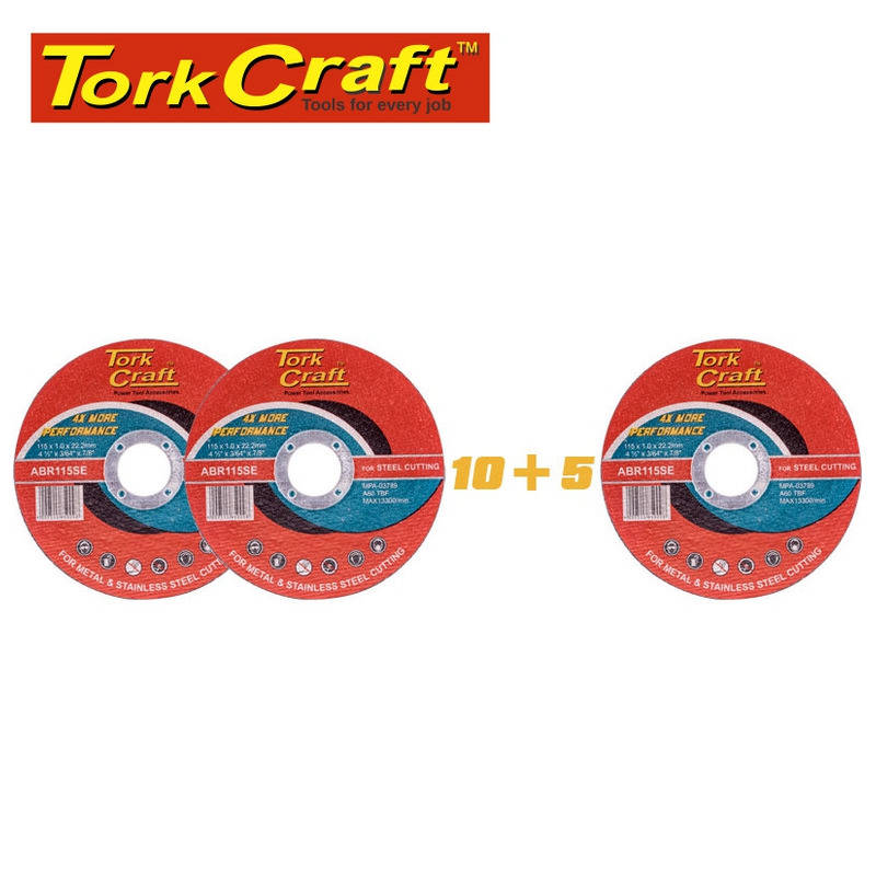 10+5 Cutting Disc Steel  & Ss 115 X 1.0 X 22.2 Mm 4x More Peformance