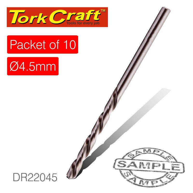 Tork Craft Drill Bit HSS Industrial 4.5mm 135deg Packet Of 10