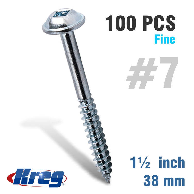 Kreg Pocket Hole Screws 1-1/2" #7 Fine Washer Head 100ct