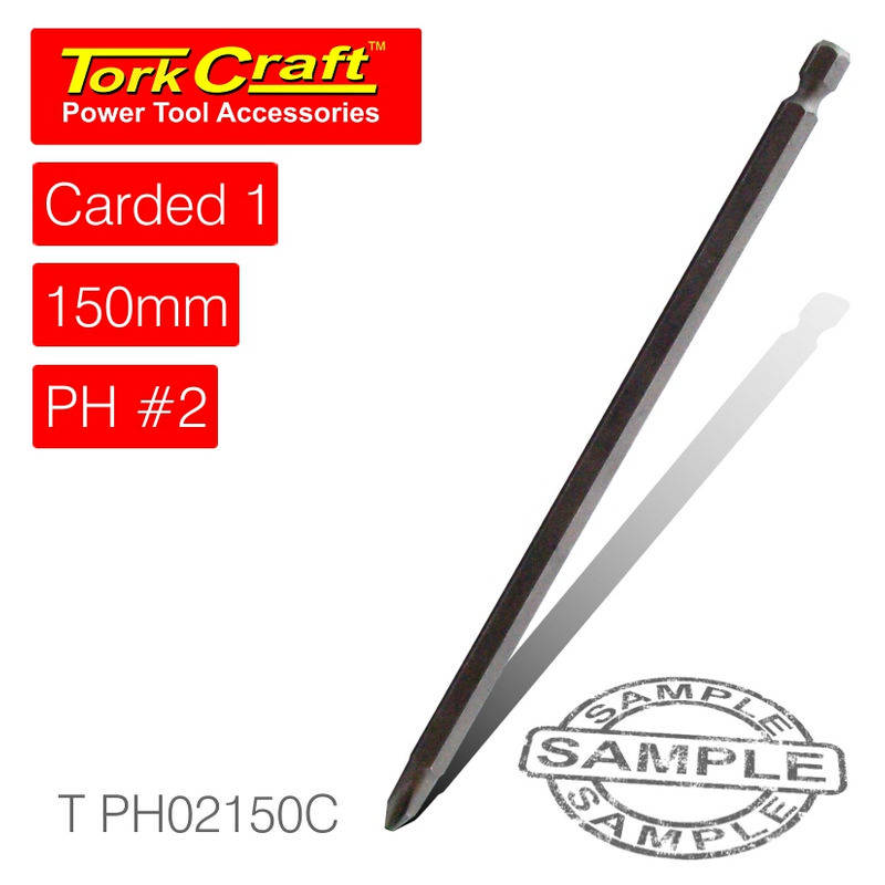 Tork Craft Phillips No.2 Power Bit X 150mm Carded