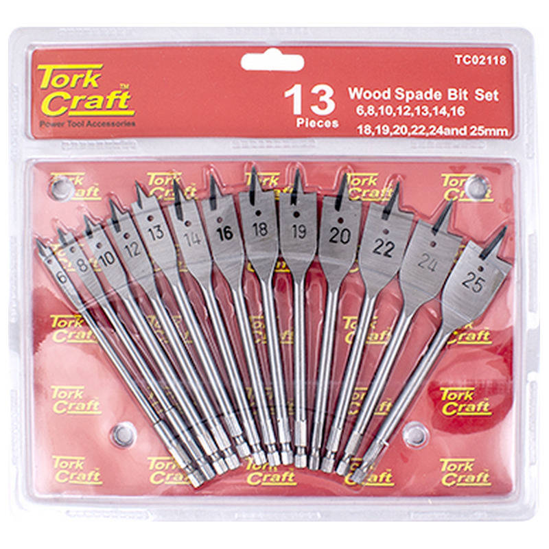 Tork Craft Spade Bit Set 13pce Double Blister