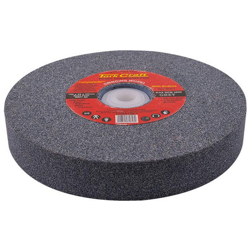 Tork Craft Grinding Wheel 150x25x32mm Bore Fine 60gr W/Bushes For Bench Grinder