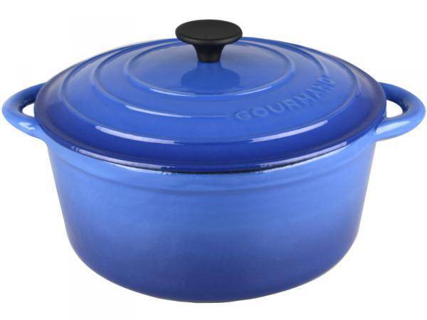 Gourmand 4L Round Cast Iron Casserole & Lid - Blue (SR168BL)