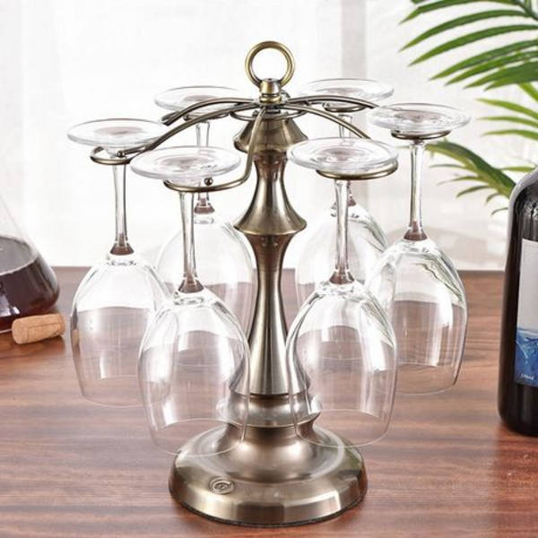 Stylish Electroplated Tabletop Wine Glass Rack