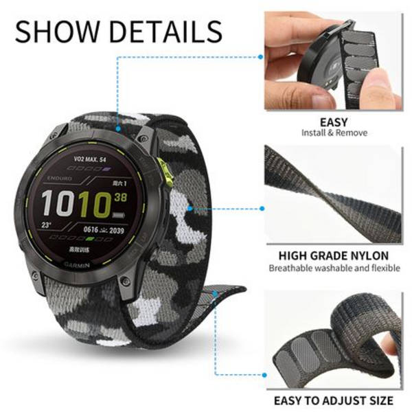 LOBO 22mm Nylon Watch Strap For Garmin