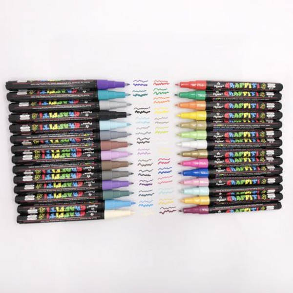 24 Flysea Graffiti Paint Markers (Extra Fine Tip 0.7mm)
