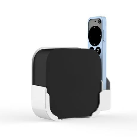 Wall Bracket & Silicone Remote Cover for Apple TV 4K (White & Sky Blue)