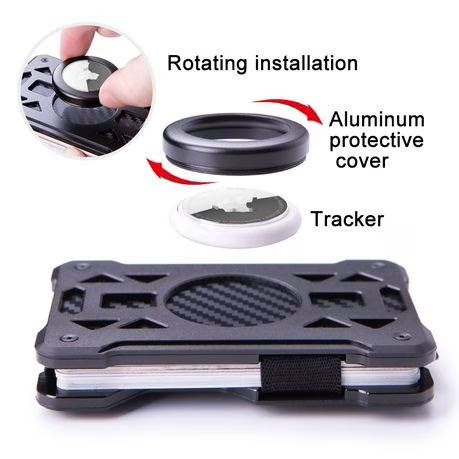 Aluminium & Carbon Fibre Card Wallet with Airtag Holder