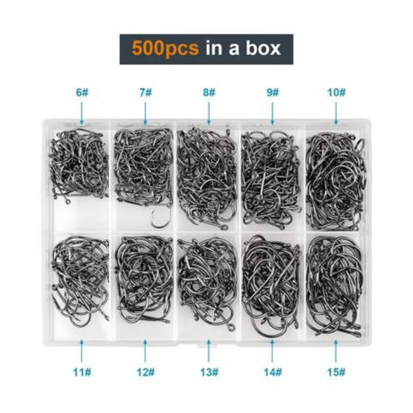500pcs Fishing Hooks with 200pcs Barrel Snap Swivels